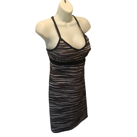 Athleta Printed Shorebreak Dress Black Stripe Grey S Athletic Tennis Pickleball - Picture 4 of 9
